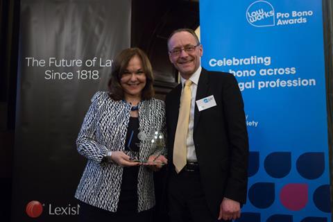 Best Contribution by a Firm with an English Regional Head Office  Hugh Welch, Muckle LLP, with Hilarie Bass (President, American Bar Association)